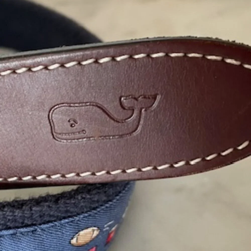 VINEYARD VINES Game Day Blue Ribbon D-Ring Belt Vintage 30